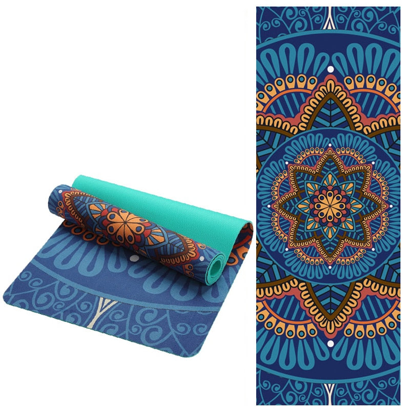 Lotus Pattern Suede Yoga Mat Pad (Non-Slip)
