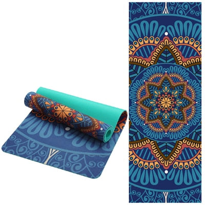 Lotus Pattern Suede Yoga Mat Pad (Non-Slip)